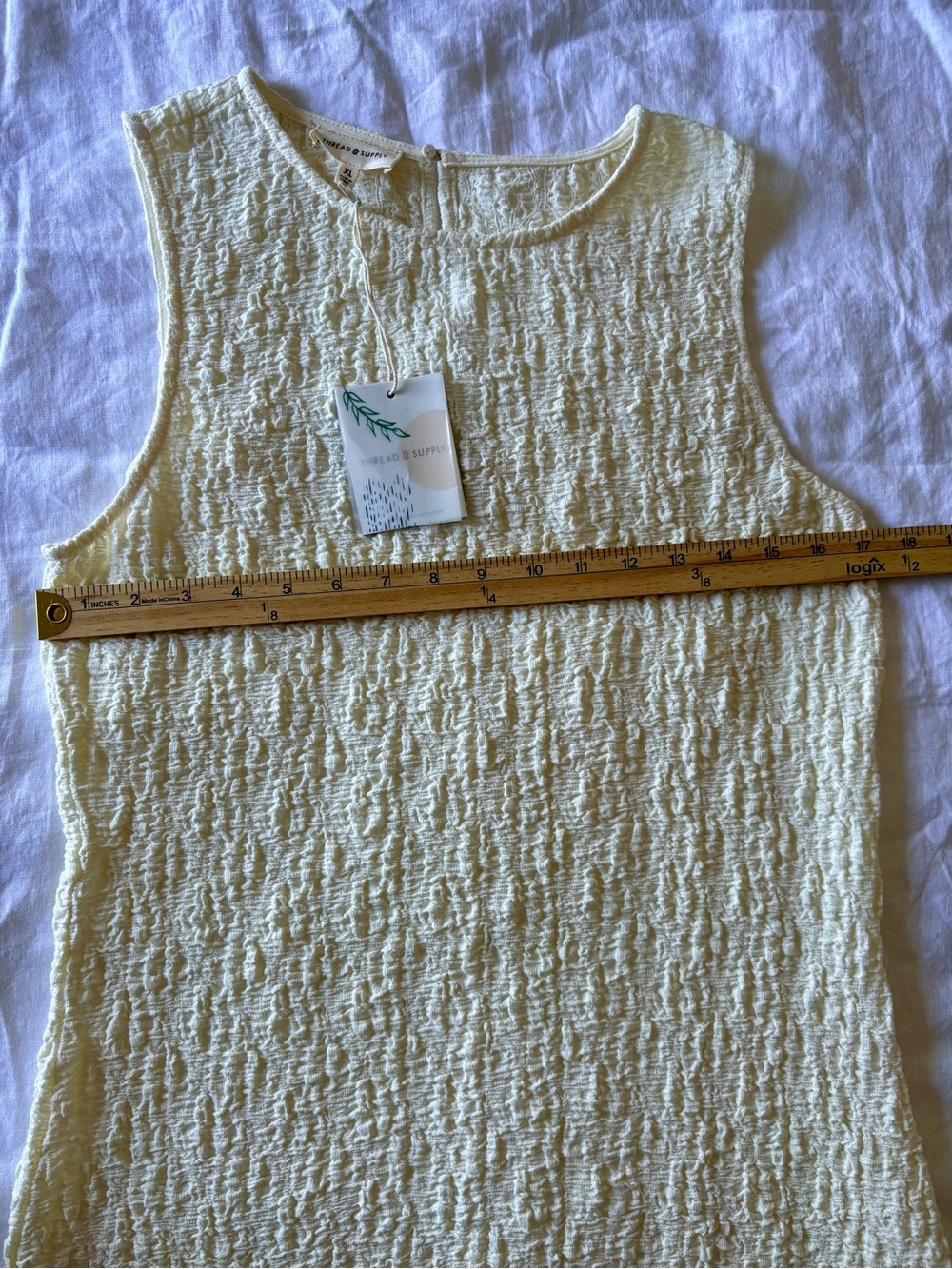 NWT Thread & Supply Cream Crinkle Textured Midi Dress XL - Picture 6 of 11